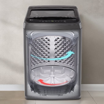  The drum inside the washing machine is showing how it is running